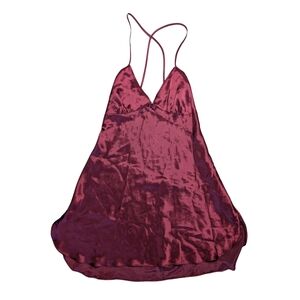 Vintage La Senza Women's Large Red Satin Spaghetti Strap Open Back Slip‎ Dress